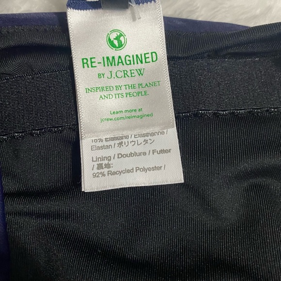 Reimagined by J Crew Size 10 Blue Ruched Built In Bra One Piece Swimsuit. NWOT - Picture 8 of 11